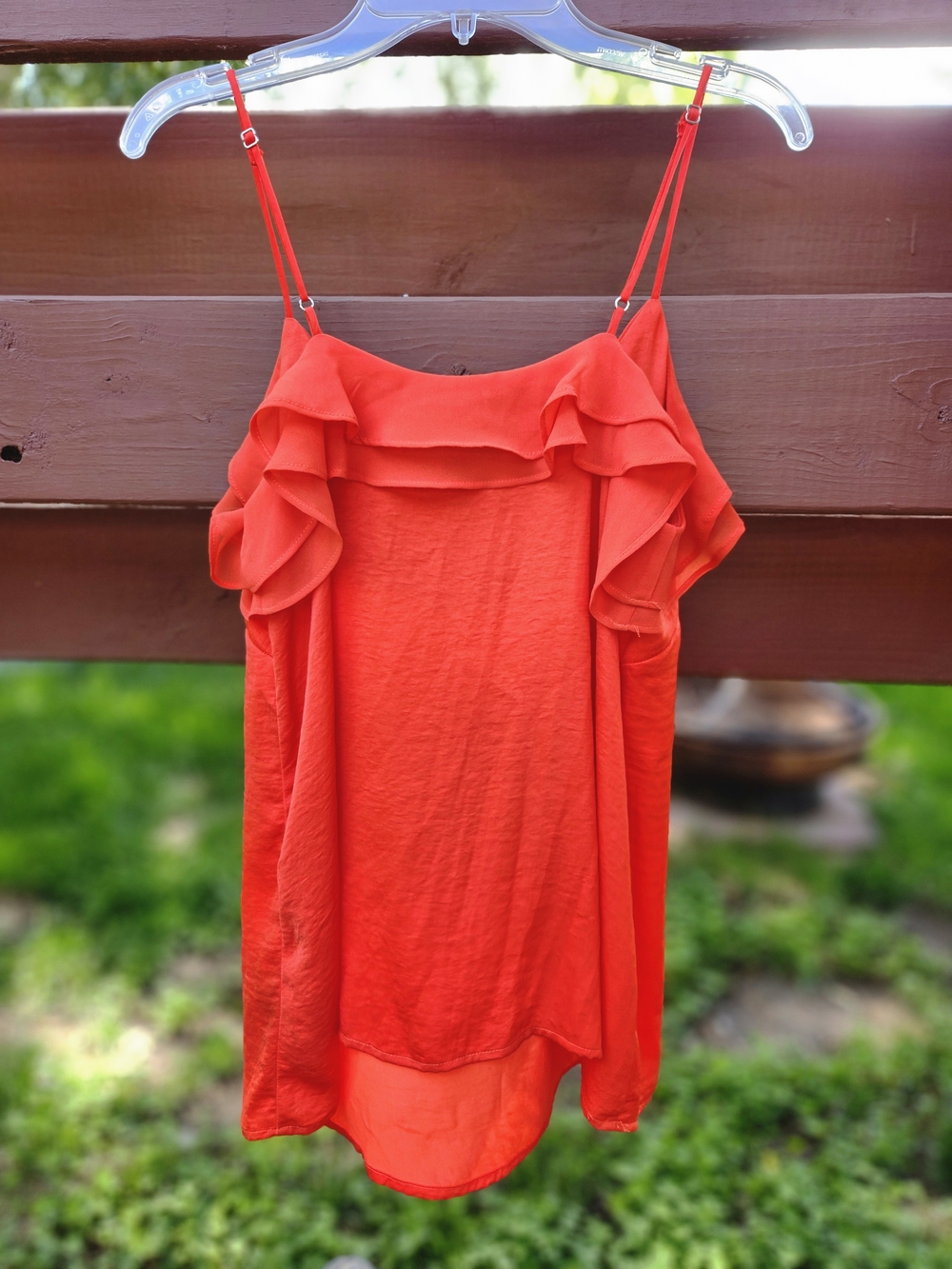 Mossimo Cherry Red Ruffle-Trim Tank Small - Picture 3 of 5